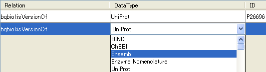 DataType pull-down list